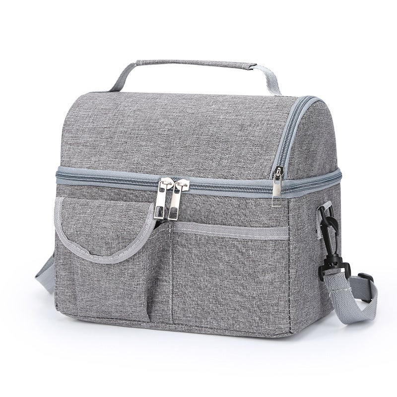 Large Capacity Ice Bag Lunch Tote Gray 