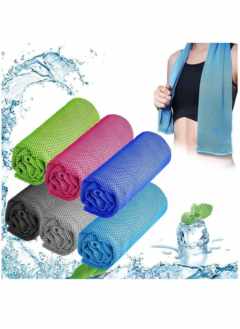 SYOSI Cooling Towels 6 Pack Ice Towel 30 * 80 cm Mesh Cooling Towel Soft Breathable Chilly Towel for Neck Microfiber Towel for Yoga Golf Sport Running Gym Workout Camping Fitness  - Image 1
