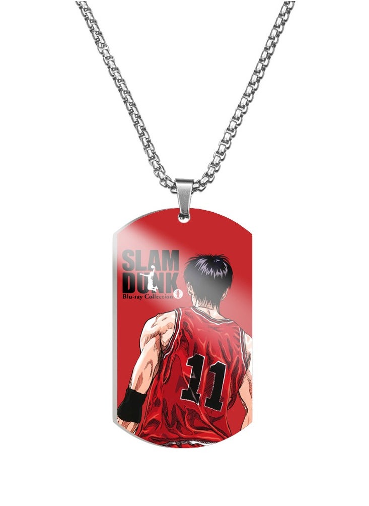 KUYING New Slam Dunk Color Printed Stainless Steel Necklace 
