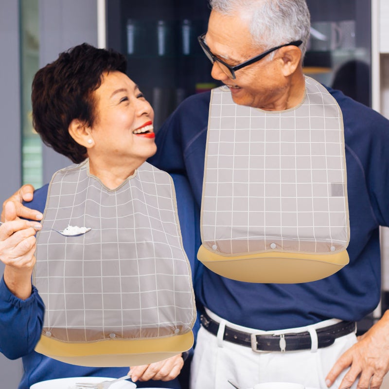 👕 مئزر تناول الطعام قابل لإعادة الاستخدام مقاوم للماء لكبار السن تصميم قابل للتعديل - Image 2