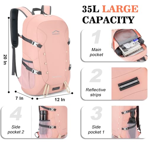 BAGPARKK Hiking Backpack,Large 35L Travel Backpacks for Men Women,Water Resistant Ultra Lightweight Foldable Packable Camping Daypack for Outdoor Sports - Image 3