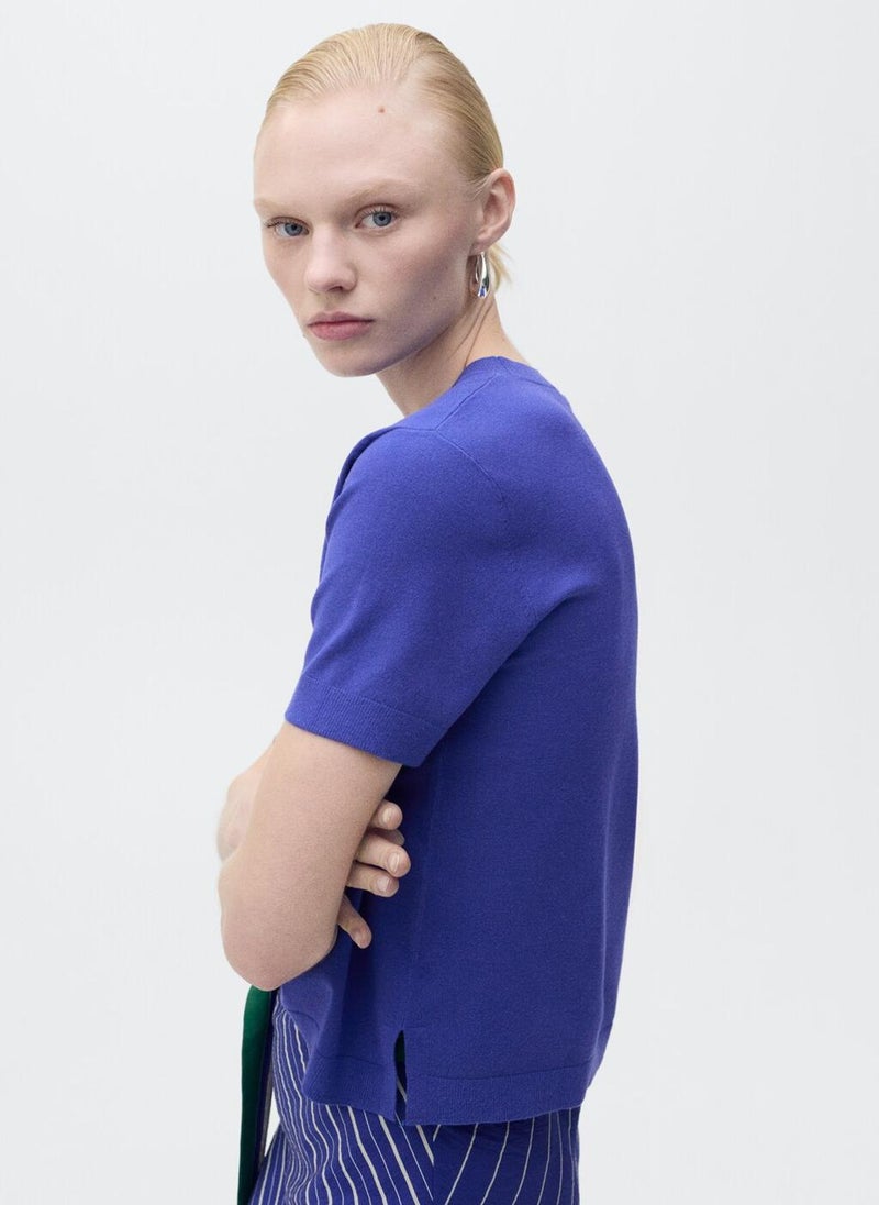 MANGO - Short-Sleeved Fine-Knit Sweater - Image 1
