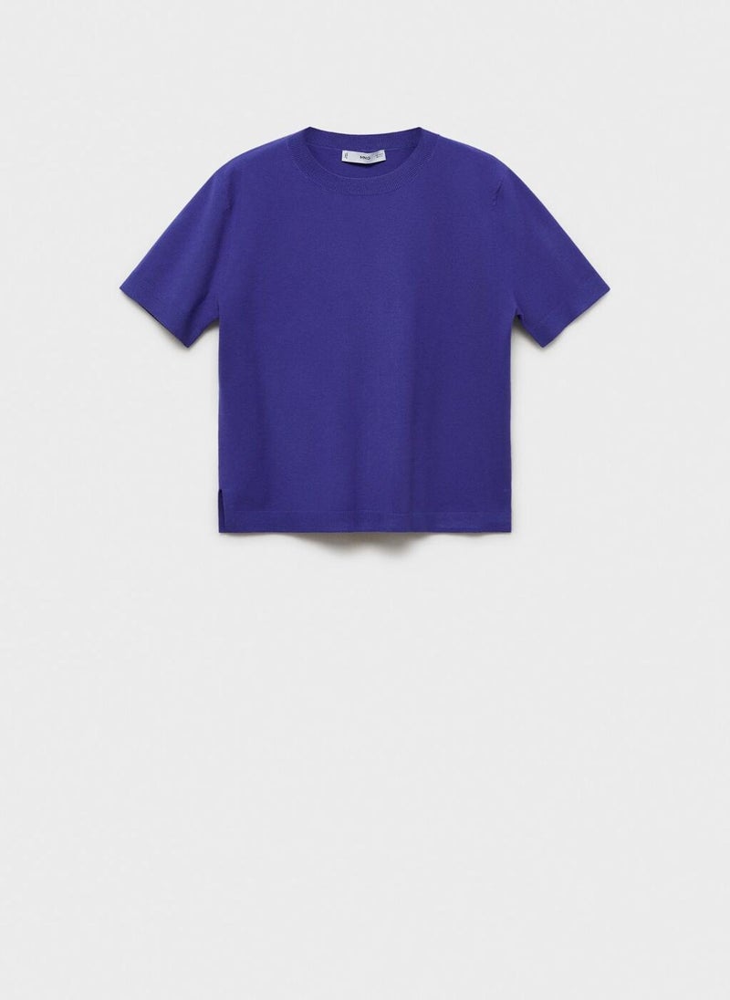 MANGO - Short-Sleeved Fine-Knit Sweater - Image 1