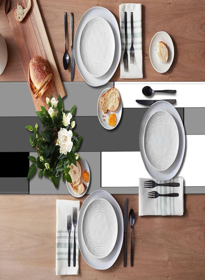 Emvency Black Grey Table Runner and Placemats Set of 6, Modern Geometric Abstract Painting Art Dining Decor for Daily Use(1 Table Runner 72 inches Long and 6 Placemats) - Image 3