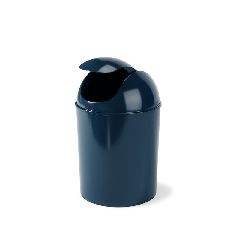 Umbra 1.25 Gallon Mini Waste Can with Removable Swing-Top Lid - Small Garbage Bin for Kitchen, Bathroom, Bedroom, Office - Compact Trash Can Fit Under Tables & Counters - Dark Blue - Image 3
