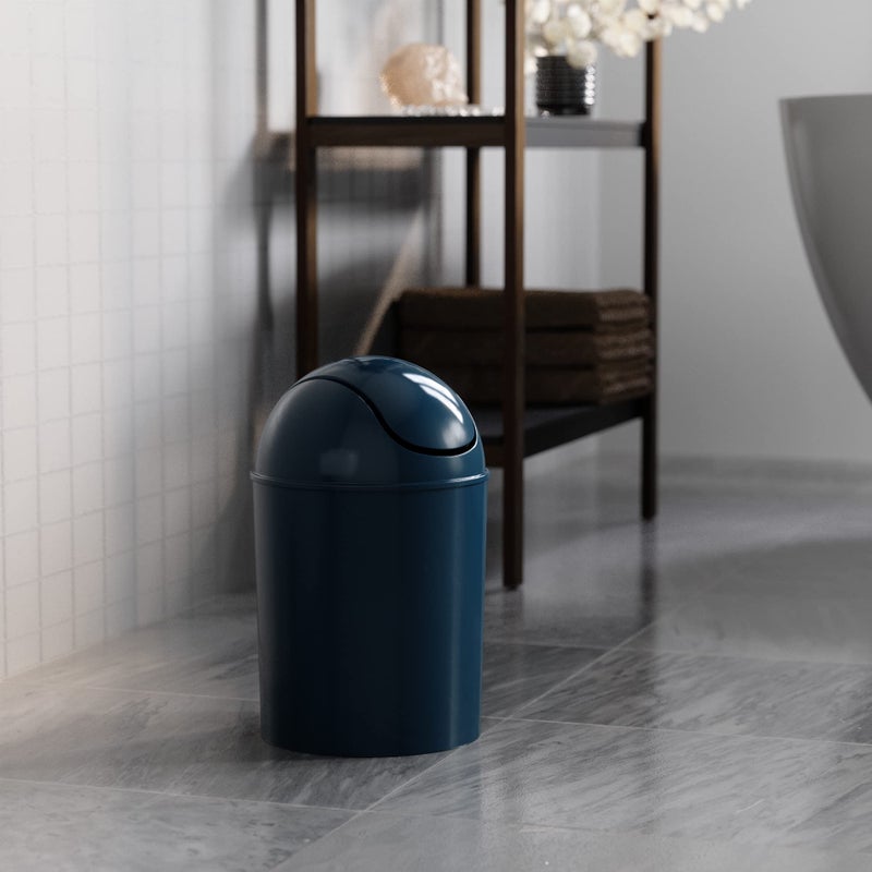 Umbra 1.25 Gallon Mini Waste Can with Removable Swing-Top Lid - Small Garbage Bin for Kitchen, Bathroom, Bedroom, Office - Compact Trash Can Fit Under Tables & Counters - Dark Blue - Image 4