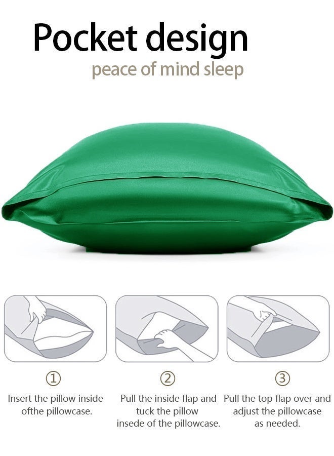 2PCS Satin Pillowcase for Hair and Skin-Soft  Silky Pillow Covers for Sleeping-Satin Pillow Covers with Envelope Closure - Image 3
