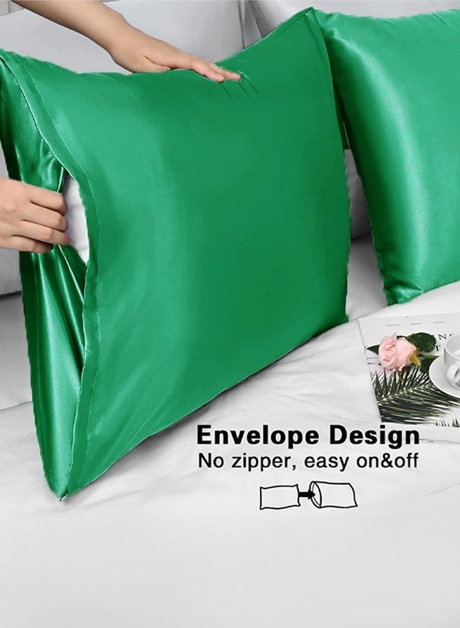 2PCS Satin Pillowcase for Hair and Skin-Soft  Silky Pillow Covers for Sleeping-Satin Pillow Covers with Envelope Closure - Image 5