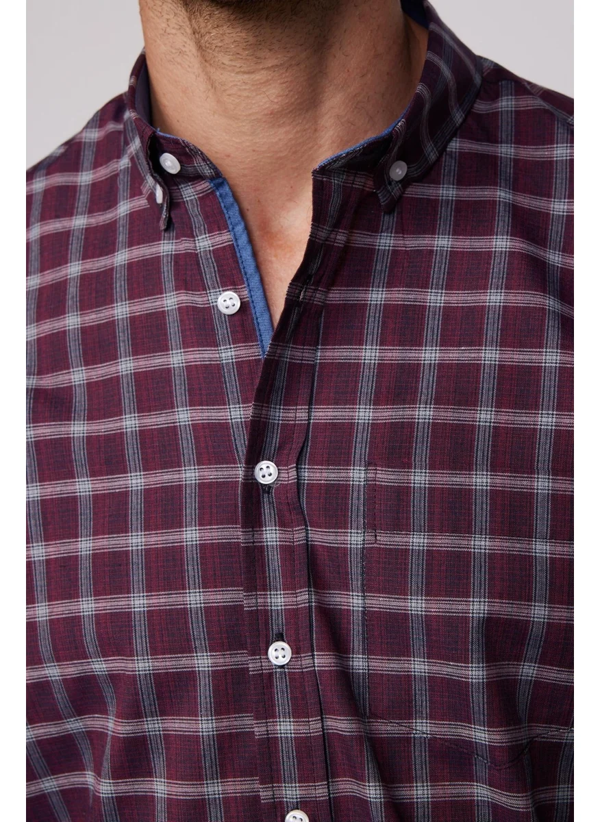 Tudors Classic Fit Plaid Buttoned Collar Men's Shirt