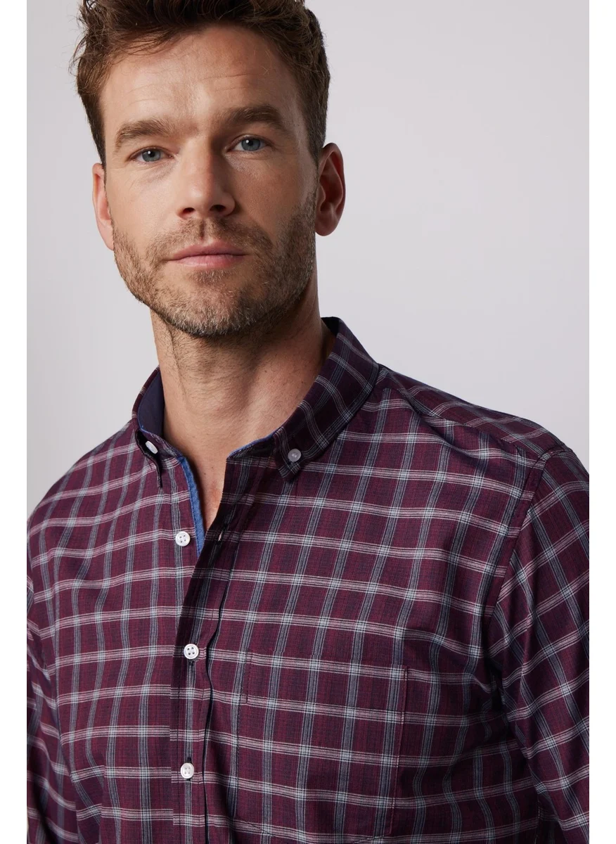 Tudors Classic Fit Plaid Buttoned Collar Men's Shirt