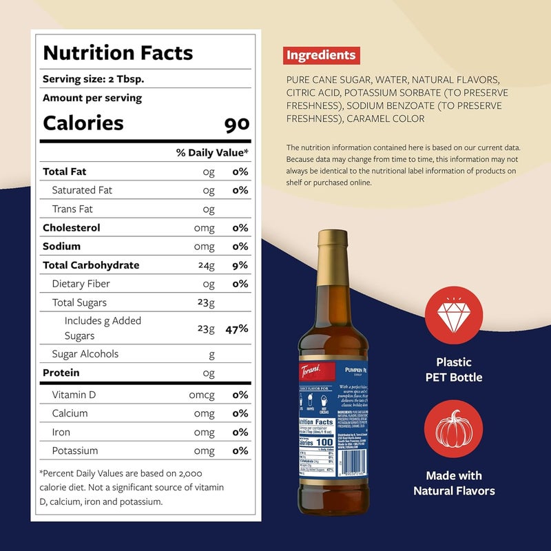 Torani Pumpkin Pie Flavored Syrup with Pump - 25.4 Fl Oz - Image 2