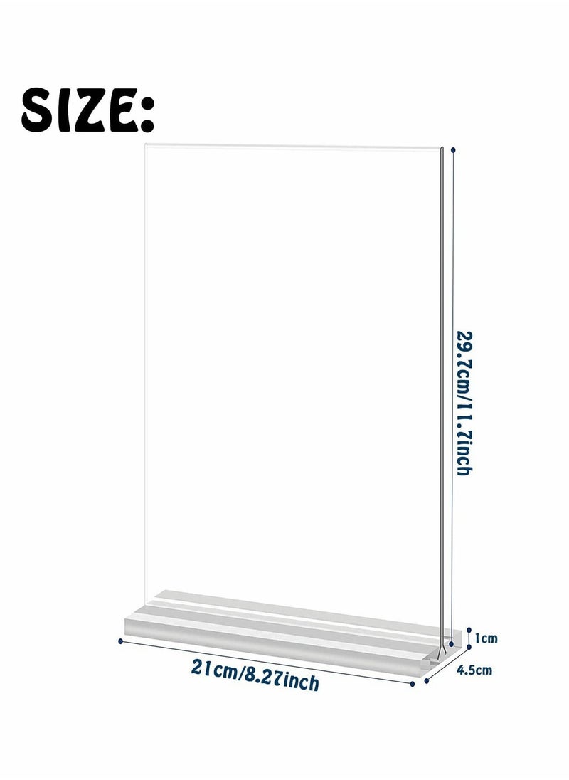 Y&D - Acrylic Sign Holder A4 Double Sided T Shape Table Top Display Stand Portrait Style Menu Ad Frame - Image 1