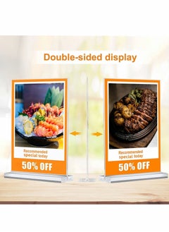 Y&D Acrylic Sign Holder A4 Double Sided T Shape Table Top Display Stand Portrait Style Menu Ad Frame  - Image 4
