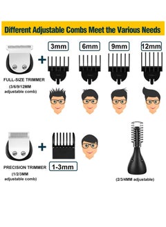 Arabest Beard Trimmer, Hair Clippers for Men, Body Mustache Nose Hair Groomer, Cordless Precision Hair Trimmer 6 in 1 Grooming Kit Waterproof USB Rechargeable and LED Display  - Image 4