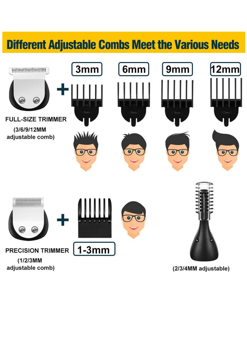 Arabest Beard Trimmer, Hair Clippers for Men, Body Mustache Nose Hair Groomer, Cordless Precision Hair Trimmer 6 in 1 Grooming Kit Waterproof USB Rechargeable and LED Display  - Image 4