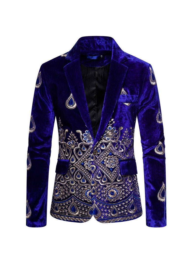 Shougu High End Velvet With Gold Border Double Breasted Suit Jacket  - Image 1