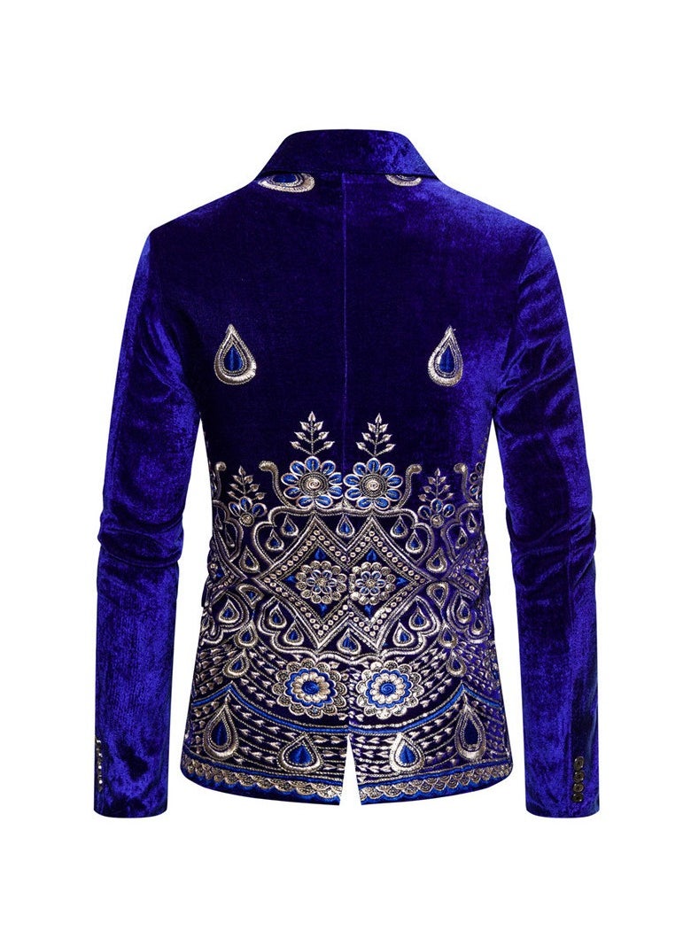 Shougu High End Velvet With Gold Border Double Breasted Suit Jacket  - Image 3