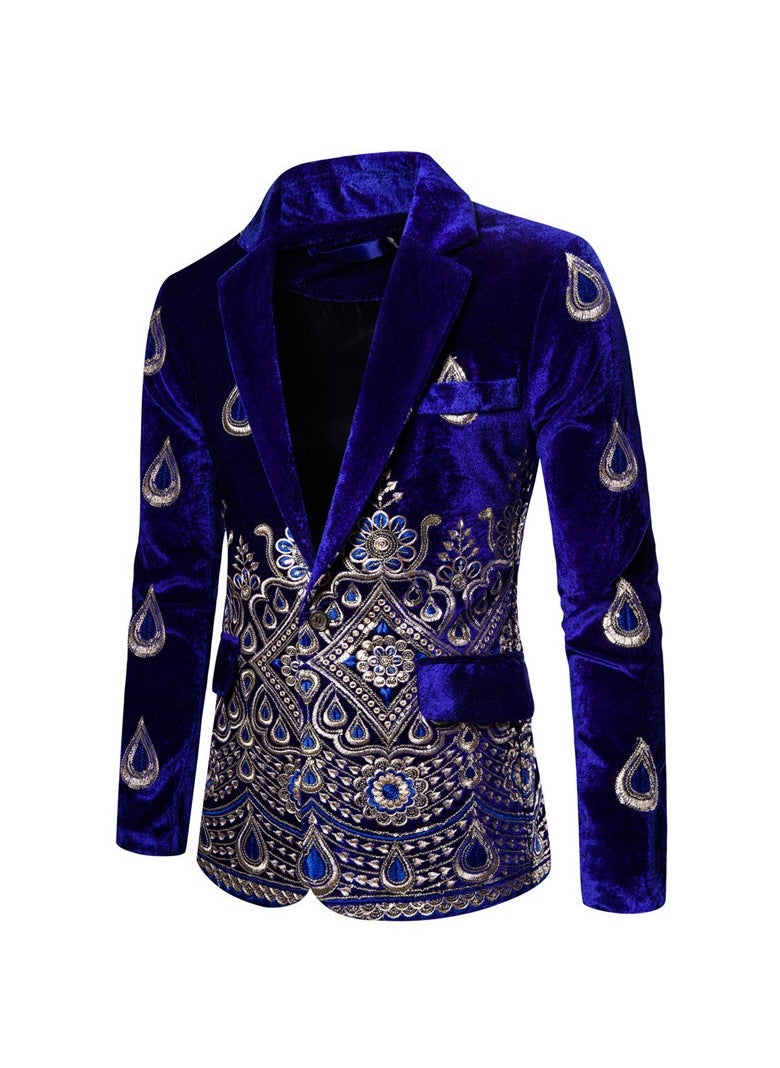 Shougu High End Velvet With Gold Border Double Breasted Suit Jacket  - Image 4