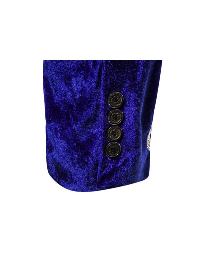 Shougu High End Velvet With Gold Border Double Breasted Suit Jacket  - Image 5