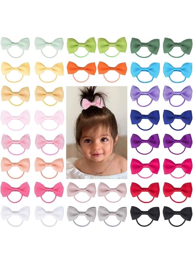 Ronger2000 Baby Hair Ties with Bows for Toddler - 2 Inch Elastic Ponytail Holders Small Hair Ties For Baby Girls Infants Hair Accessories 40 Pieces  - Image 1