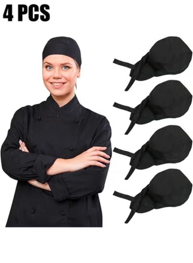 4 Pack Chefs Hat Adjustable Tie Chef Cap Breathable Cooking Kitchen Hat for Women Men - Image 1