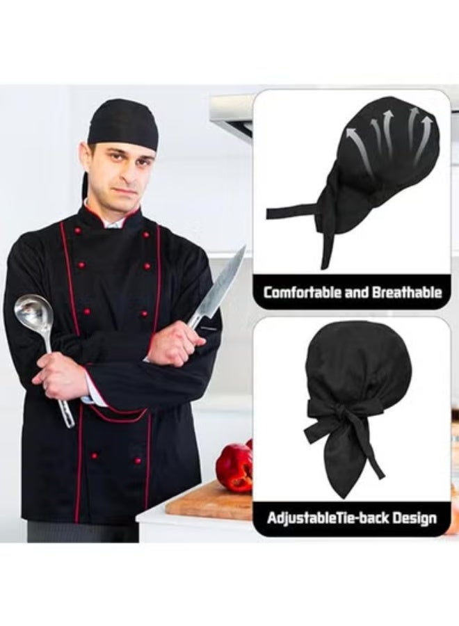 4 Pack Chefs Hat Adjustable Tie Chef Cap Breathable Cooking Kitchen Hat for Women Men - Image 2