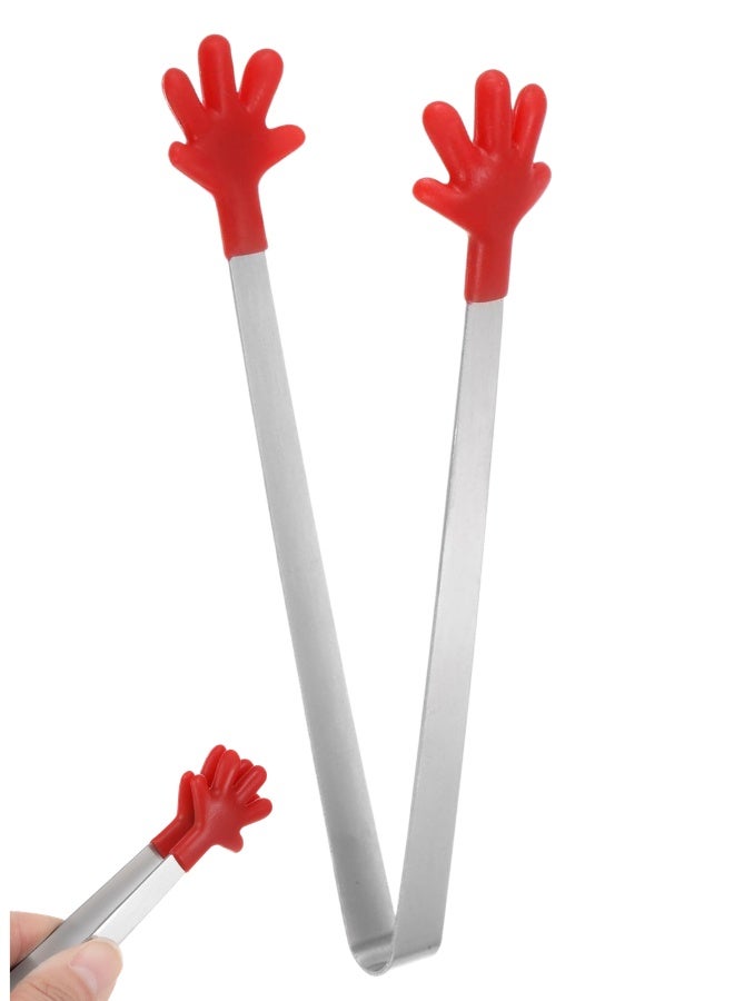 13 cm Small Stainless Steel Tongs with Silicone Tips – Perfect for Ice, Sugar, Candy, Fruits, and Appetizers, Compact Kitchen Serving Tool, Colorful Design-random color - Image 1