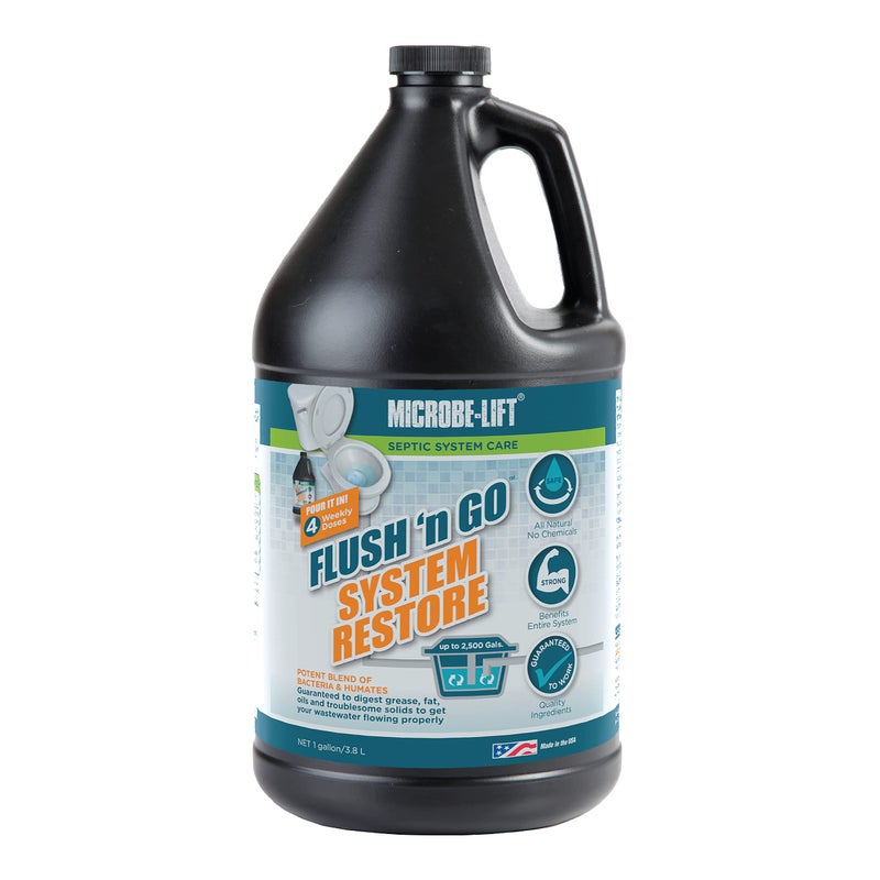 Microbe Lift MICROBE-LIFT Emergency Septic Tank System Restore - Fast Acting Septic Tank Clog and Odor Removal for Troubled Septic Tanks Up to 2,500 Gallons - 1 Gallon - Image 1