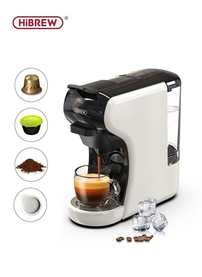 HiBREW - ماكينة القهوة HiBREW 4in1 متعددة المشروب الساخن والبارد كبسولة ماكينة الاسبريسو لقهوة نسبرسو المطحونة K cup H1A أبيض - Image 1