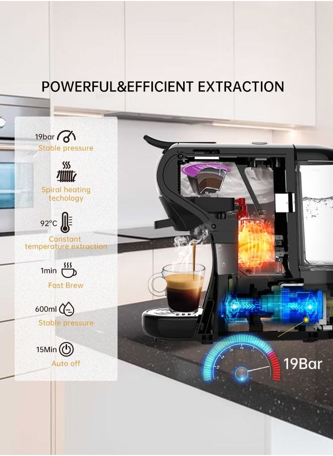 HiBREW - ماكينة القهوة HiBREW 4in1 متعددة المشروب الساخن والبارد كبسولة ماكينة الاسبريسو لقهوة نسبرسو المطحونة K cup H1A أبيض - Image 1