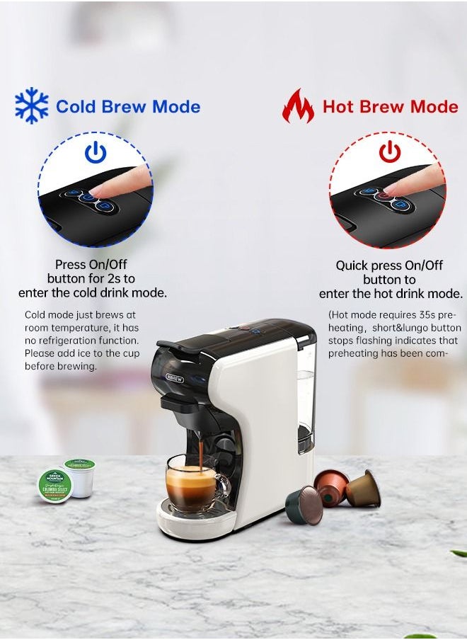 HiBREW - ماكينة القهوة HiBREW 4in1 متعددة المشروب الساخن والبارد كبسولة ماكينة الاسبريسو لقهوة نسبرسو المطحونة K cup H1A أبيض - Image 1