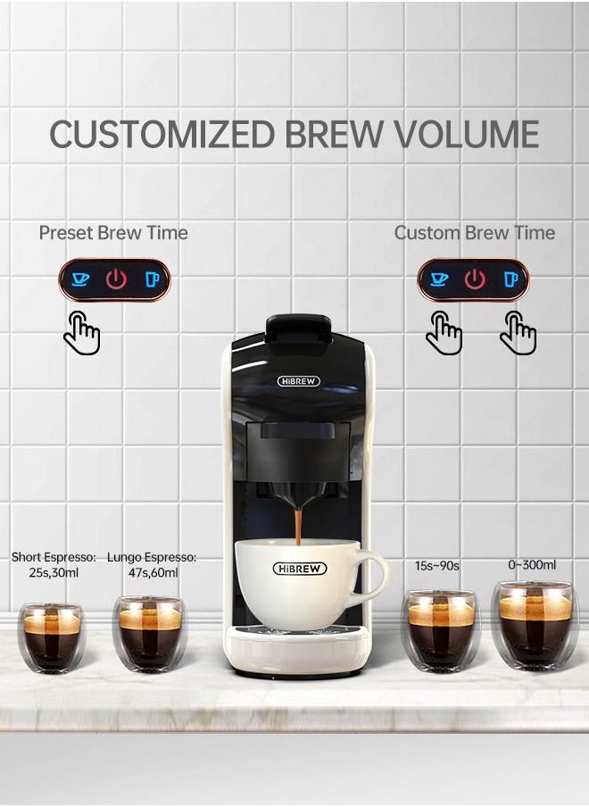 HiBREW - ماكينة القهوة HiBREW 4in1 متعددة المشروب الساخن والبارد كبسولة ماكينة الاسبريسو لقهوة نسبرسو المطحونة K cup H1A أبيض - Image 1