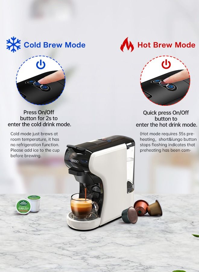 هيبرو ماكينة قهوة إسبريسو متعددة الوظائف HiBREW 4 في 1، لتحضير القهوة الساخنة والباردة، مع 4 محولات لكبسولات قهوة Nes وDG وESE المطحونة، لون أبيض H1A - Image 3