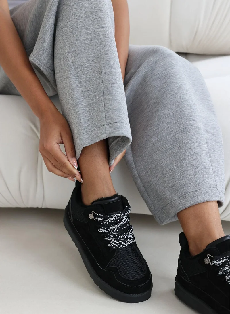Where's That From 'Darcy' Suede Lace-Up Trainers with Chunky Sole and Mesh Panel