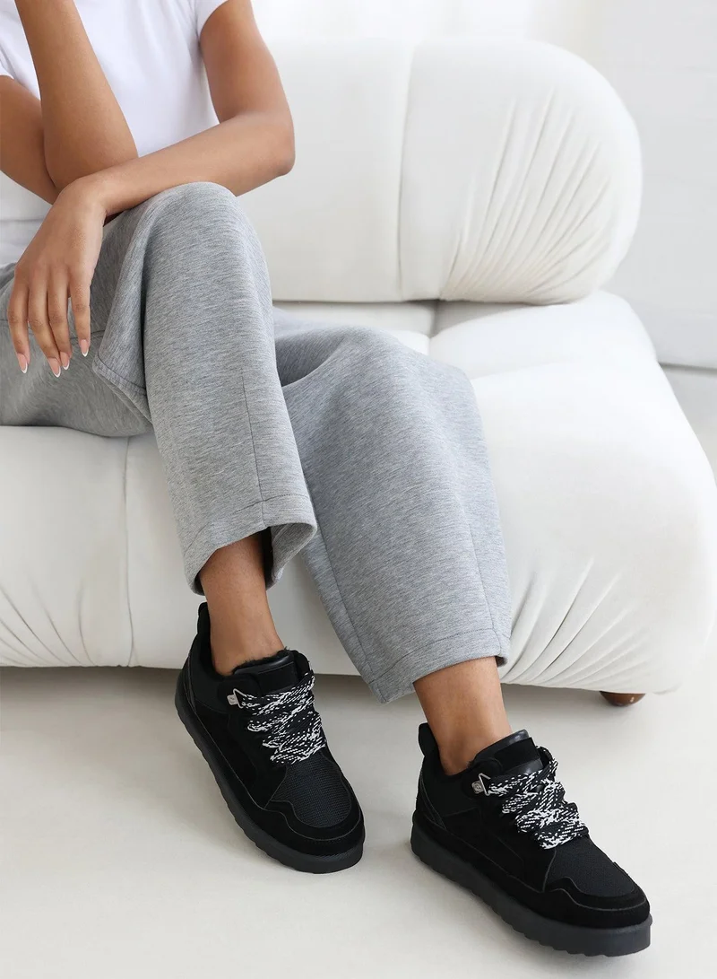 Where's That From 'Darcy' Suede Lace-Up Trainers with Chunky Sole and Mesh Panel