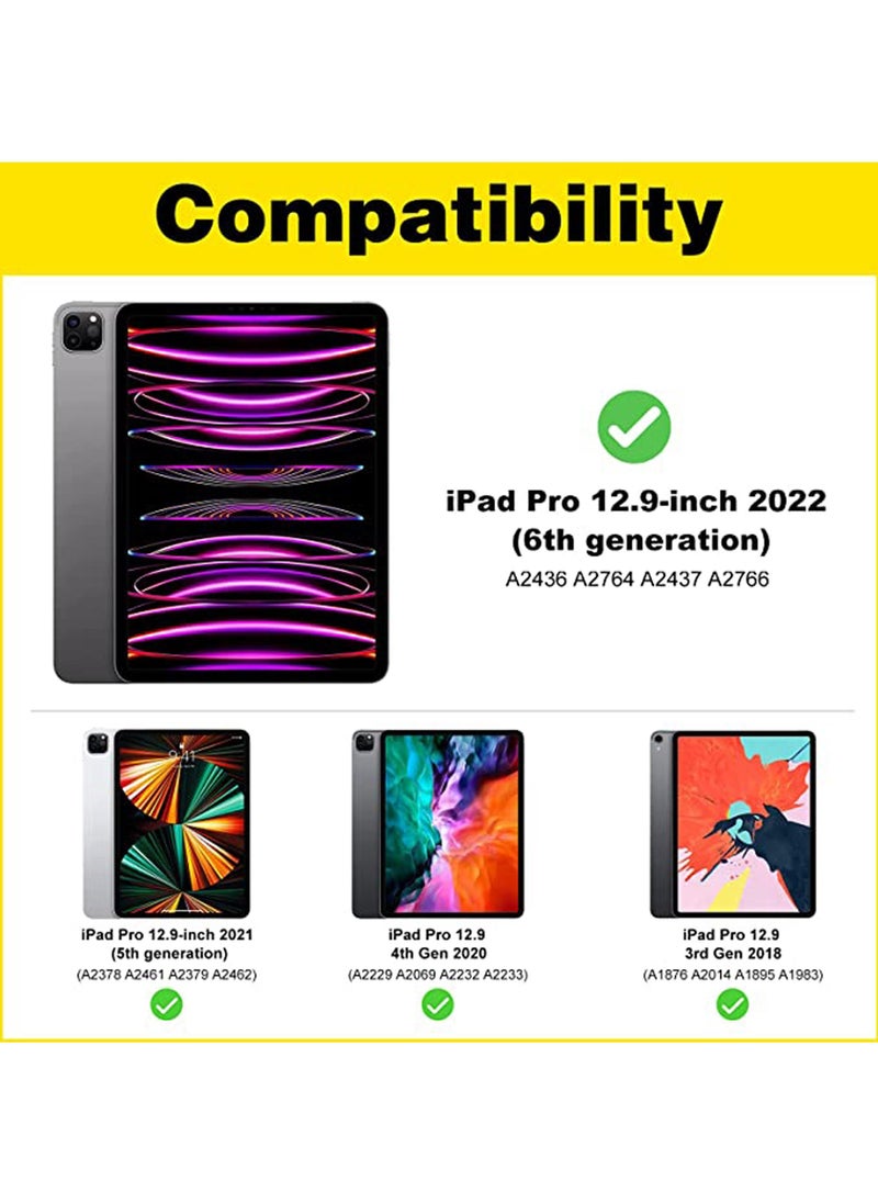 Rock Pow For iPad Pro 12.9 Keyboard Case 2022 2021 2020 2018, Slim Shell Lightweight Cover with Magnetically Detachable Wireless Keyboard for iPad Pro 12.9 Inch 6th 5th 4th 3rd  - Image 2