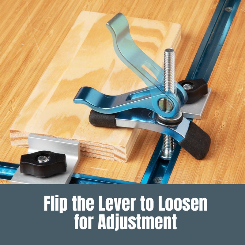 POWERTEC 2PK, 1/4”-20 Cam Clamp, Lever Clamp w/ 3" T Track Bolts, T Track clamp for Drill Press, Router Table, Work Bench, CNC Machine, Miter Saw, T Track Accessories for woodworking (71164) - Image 4