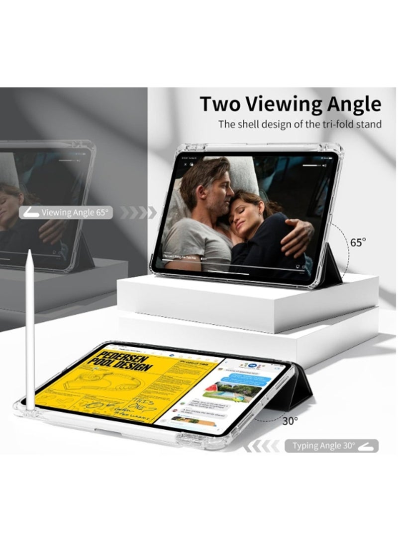 اليشمك لـ iPad Air 13 بوصة (2024) / iPad Pro 12.9 بوصة (22/21/20/18) غطاء الحالة ، وسادة هوائية شفافة مع فتحة القلم لمكافحة الانقطاع ، غطاء واقي للجهاز اللوحي ، تصميم ثلاثي الطي متعدد الزاوية ، استيقاظ / نوم تلقائي ، جلد ناعم ، نظرة - Image 2