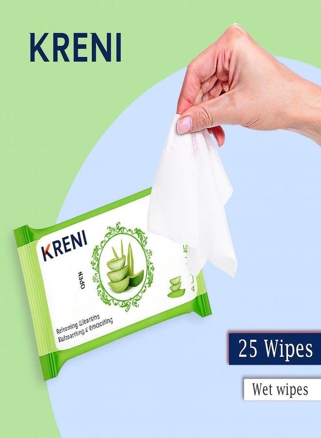 KRENI Clean & Glow Makeup Remover Wipes Pack of 3 (25 Sheets Each) - Cleansing & Hydrating Facial Wipes for Instant Face Cleaning, Soft & Fresh Skin, Glowing Beauty Wet Wipes for All Skin Types (Aloevera, pack of 3) - Image 4