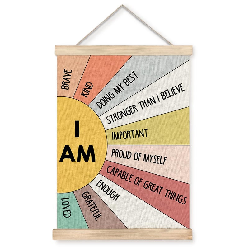 Supwhd Affirmation Wall Decor for Kids Boys Girls, I am Kind I am Brave Positive Affirmations Wall Decor, Affirmation Wall Art for Nursery Classroom Kids Bedroom 12x16 - Image 1