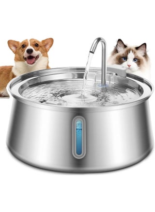 Stainless Steel Pet Fountain, 4L/134Oz Cat Water Fountain, Dog Water Dispenser,Water Level Window and LED Light Ultra-Quiet Pump,Cat Dog Multiple  Automatic Pets Fountain for Drinking - pzsku/ZB8398684201F10A56566Z/45/1747756767/886fc332-4119-4baf-af36-3541076b04c0