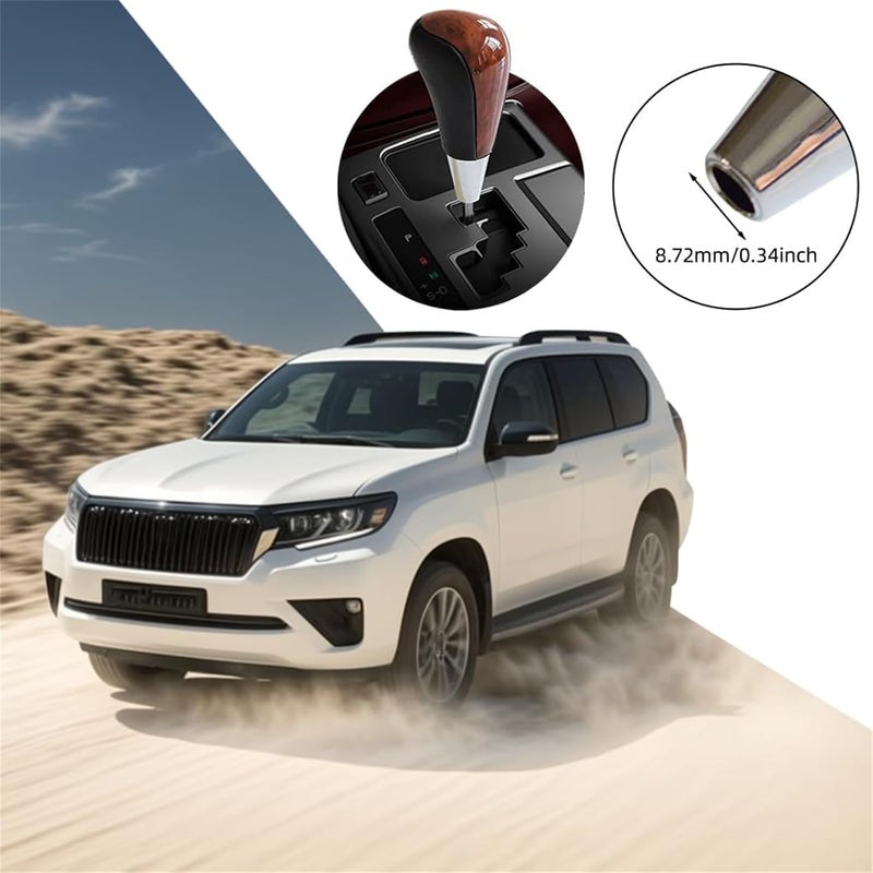 ياردوبي مقبض ناقل الحركة الأوتوماتيكي للسيارة لتويوتا RAV4 كورولا أفالون ياريس 4رنر سيينا كامري تاكوما ولكزس ES GS SC RX LS، مقبض ناقل حركة من الجلد البني والخشب والكروم (أسود، كروم) - Image 5