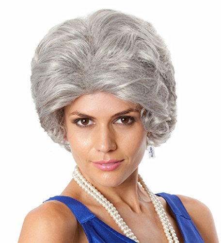 ALLAURA Old Lady Wig Grandma Wig Granny Costume Gray Wigs Queen Elizabeth Costume for Girls Fits All Adults Women GirlsWigs - GrannyWigs for Kids - Image 1