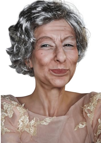 ALLAURA Old Lady Wig Grandma Wig Granny Costume Gray Wigs Queen Elizabeth Costume for Girls Fits All Adults Women GirlsWigs - GrannyWigs for Kids - Image 5