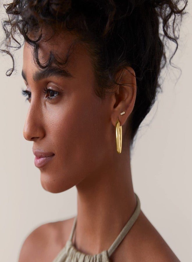 PAVOI 14K Gold Plated Flat Back Earrings | Solid 925 Sterling Silver Posts | Helix Cartilage Earrings for Women | Cubic Zirconia Stud Earrings | Trending Fashion Jewelry, 2mm, Yellow Gold, Cubic - Image 4