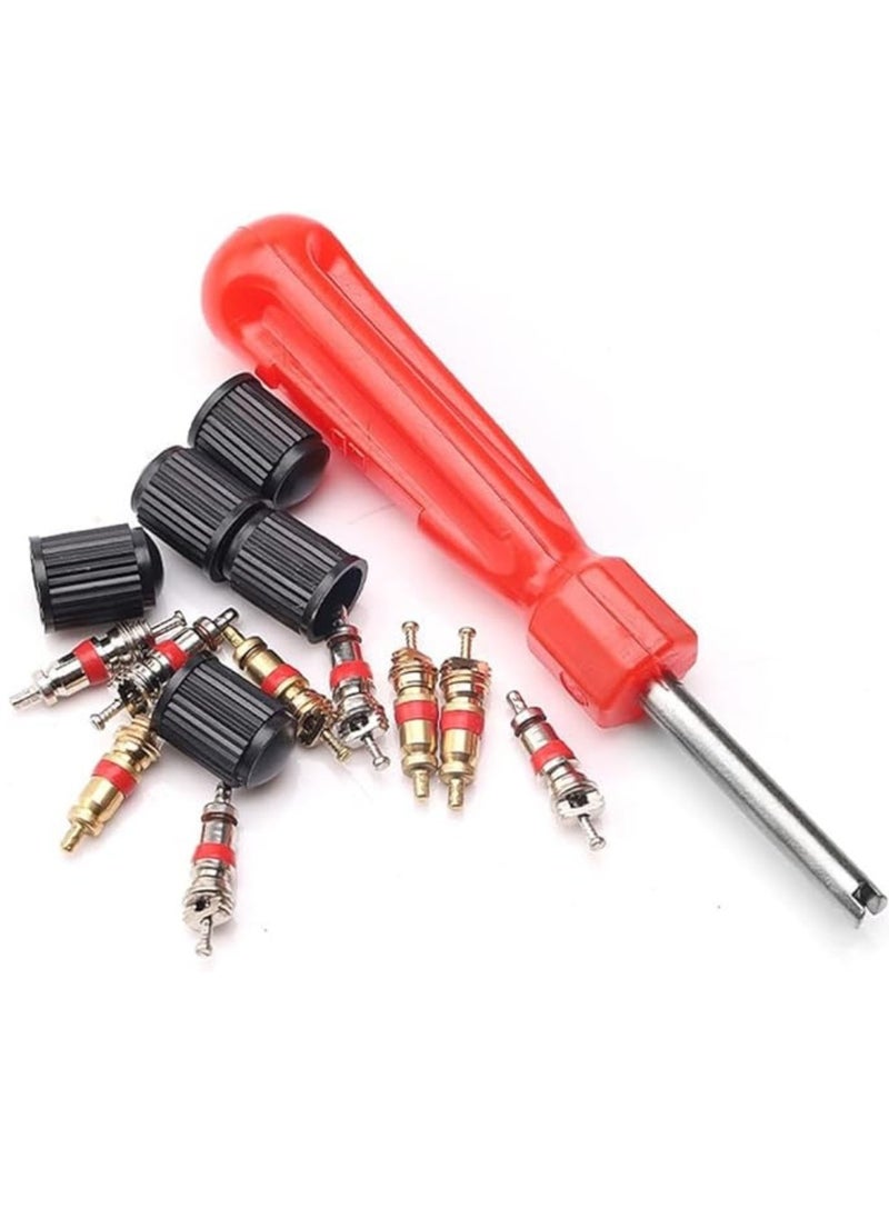 LIMOS - Valve Core Remover With Lcd Digital Tire Air Pressure Gauge, 20Pcs Schrader Valve Cores Dual Single Head Valve Core Remover and Car Tire Valve Stem Caps - Tire Repair Tool Kit - Image 1