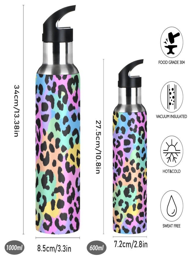 Kcldeci Leopard Print Cute Cheetah Spots Sports Water Bottle 20 Oz Straw Lid Leak Proof Vacuum Insulated Stainless Steel Hot Cold Double Walled Thermo Mug Tumbler Travel Cup Standard Metal Canteen - Image 2