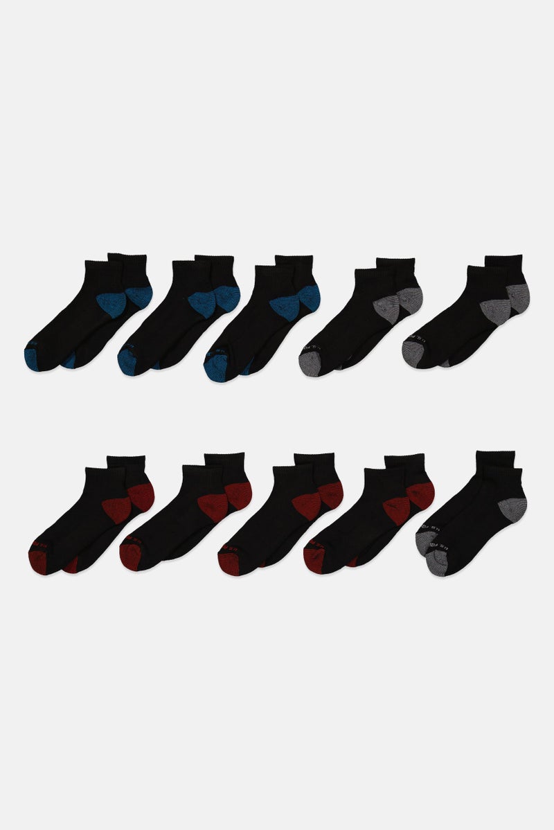 U.S. Polo Assn. Men 10 Pairs Quarter Crew Socks, Black Combo  - Image 1