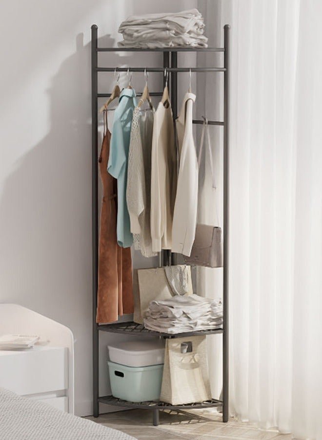 ZCM-HAPPY Metal Corner Coat Rack - Floor Standing Clothes Rack with Creative Wall Mounted Storage, Detachable Layers for Versatile Organization  - Image 1