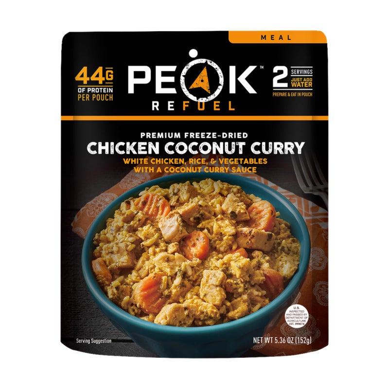 Peak Refuel Chicken Coconut Curry | Freeze Dried Backpacking and Camping Food | Amazing Taste & Quality | High Protein | Real Meat | Quick Prep (2 Serving Pouch) - Image 1